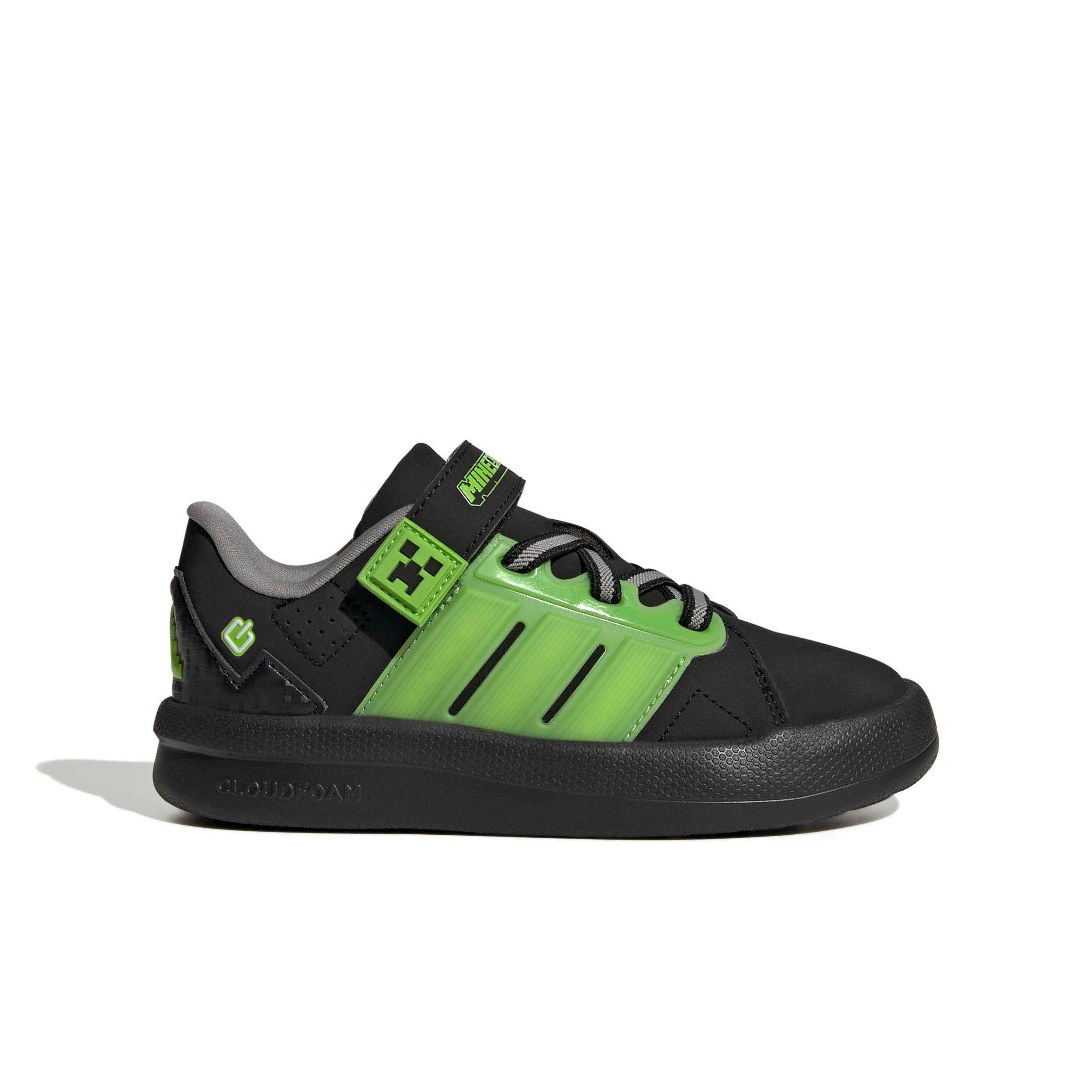 adidas Minecraft Lightorama Court "Core Black/Ftwr White/Ch Solid Grey" Preschool Boys' Shoe - BLACK/WHITE/GREY